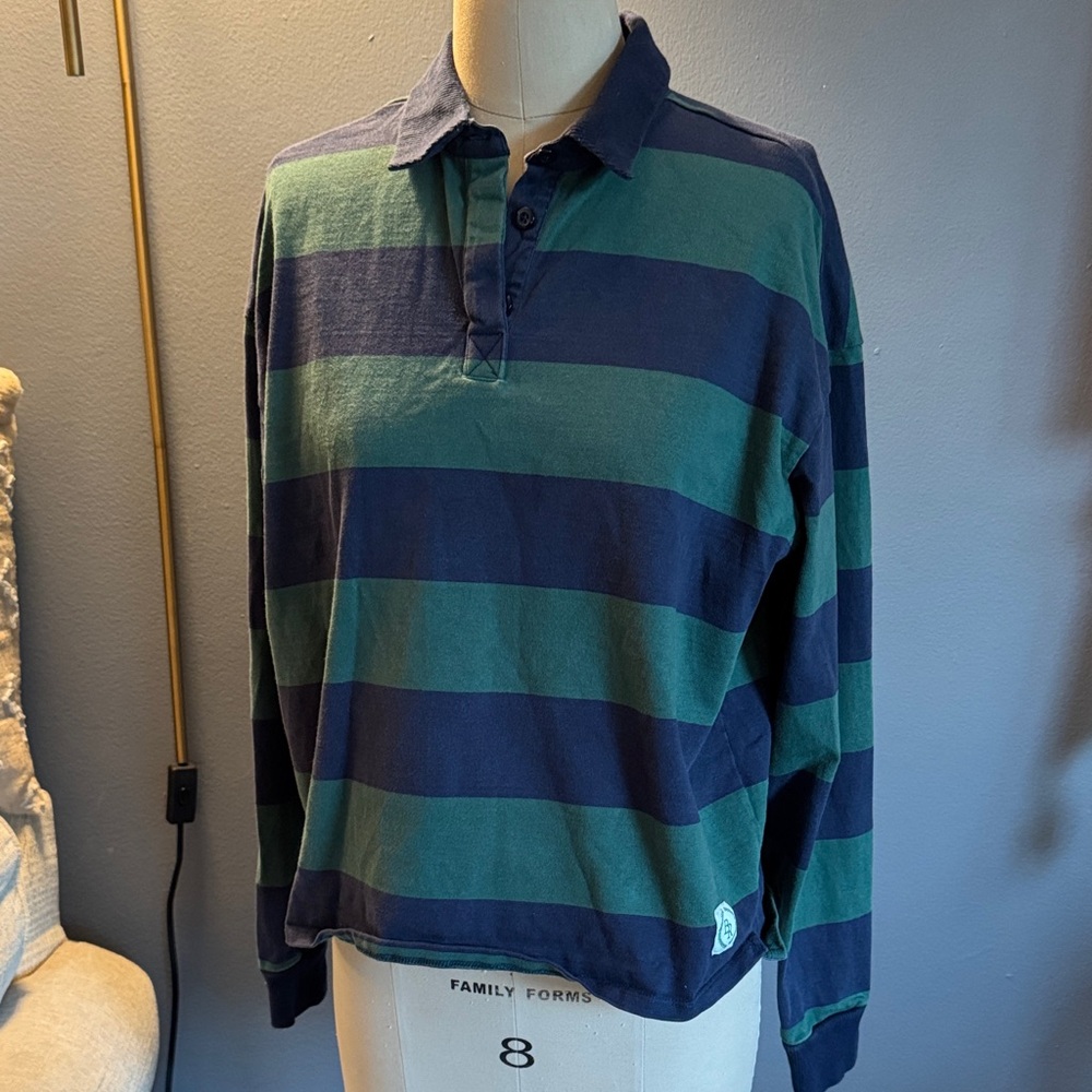 Striped Green and Blue Polo Shirt
